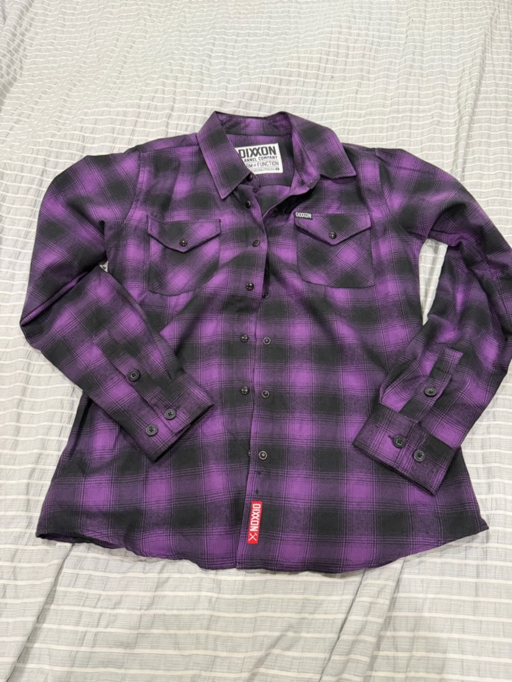 Dixxon Women’s Medium Purple & Black Plaid Button-Up Shirt